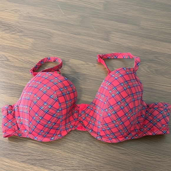 Cacique Red Plaid Padded Bra Sz 40C - Picture 1 of 8